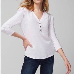 White House Black Market white Button-Accent Blouse